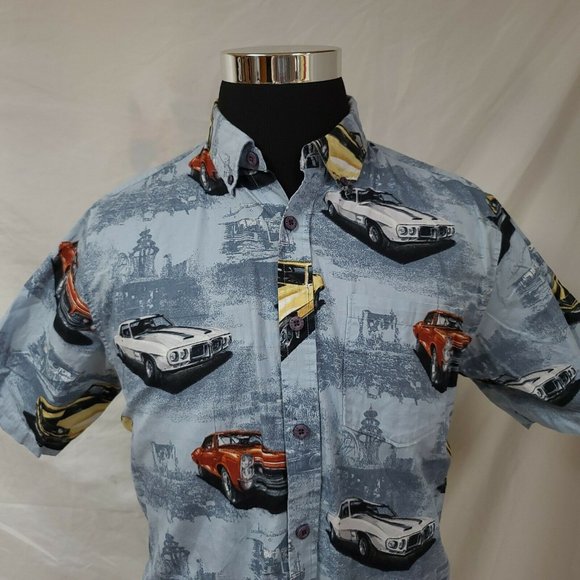 North River Mens Large Blue Muscle Cars Shirt - Picture 3 of 8